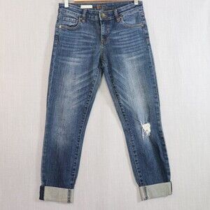 Kut From The Kloth Amy Ankle Straight Leg Jeans Women’s Size 2 Blue Denim Cuffed